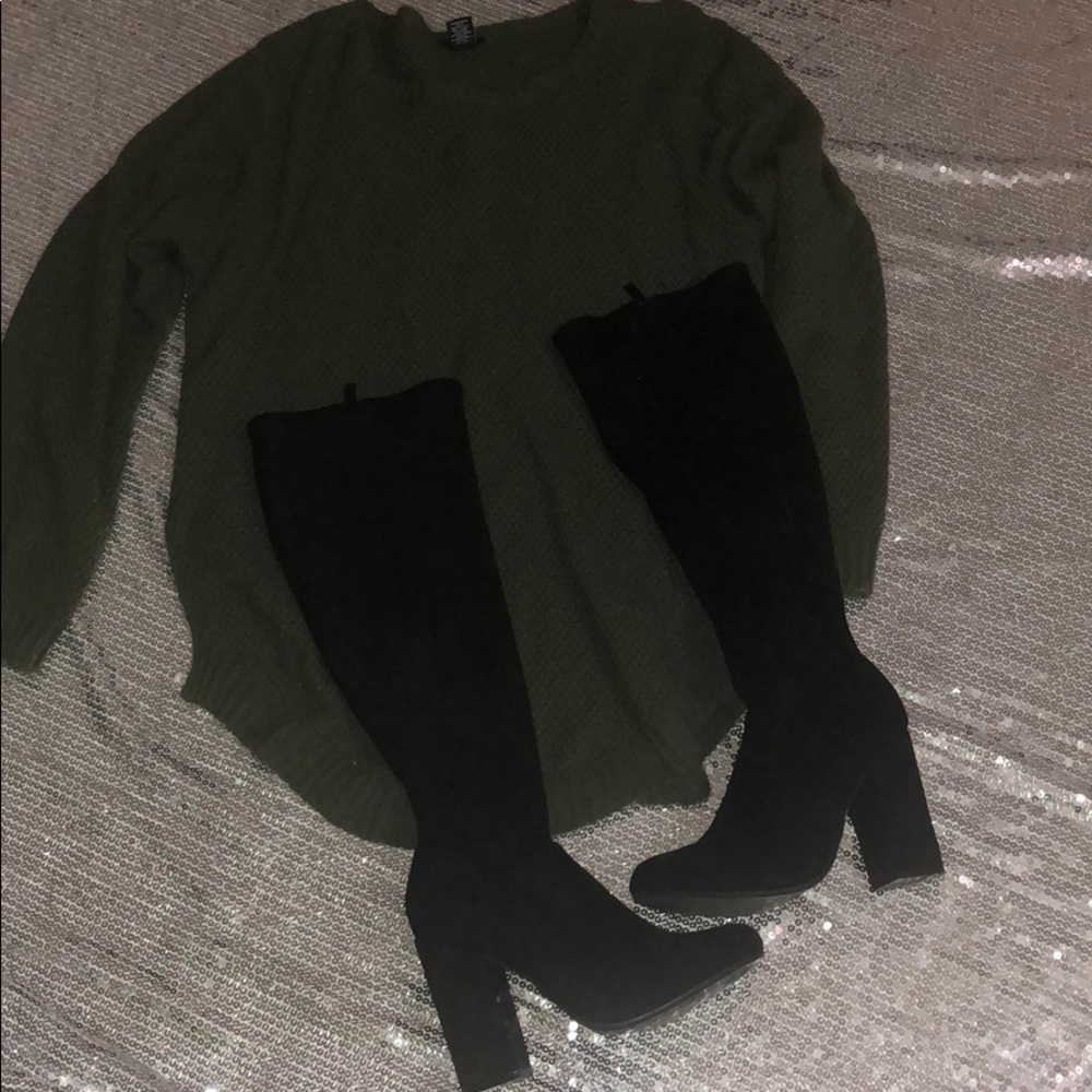Black high knee boots